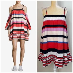 N/Nicholas Amalfi Striped Cold Shoulder Mini Dress Size 6 Multicolor